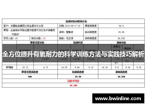 全方位提升有氧耐力的科学训练方法与实践技巧解析